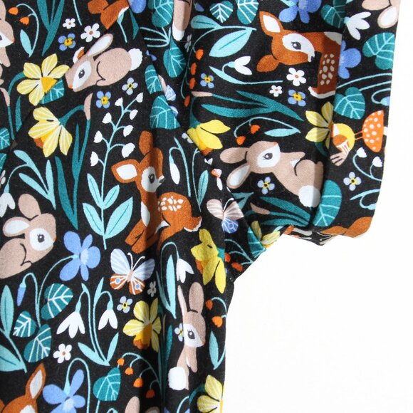 Eva Rose Bambi Floral Fawn Flora Woodland Deer Bunny Rockabilly Mini Shirt Dress - Picture 5 of 9